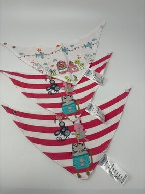 OCEANKIDS bib bundlePink Striped Kids Bandana Bibs with Animal Print - Unbranded